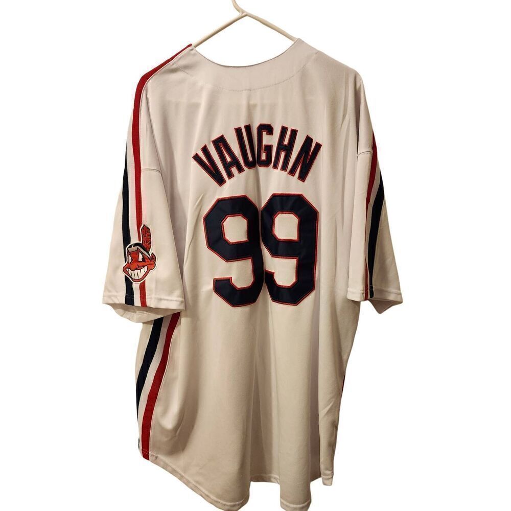 Jersey Nation RICKY "WILD THING" VAUGHN Cleveland Indians 1980's Majestic Baseba - Picture 3 of 8